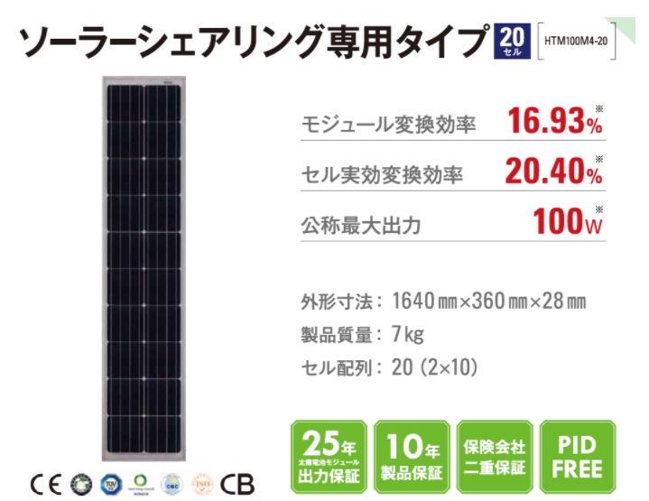 細幅モジュール用のソーラーシェアリング架台