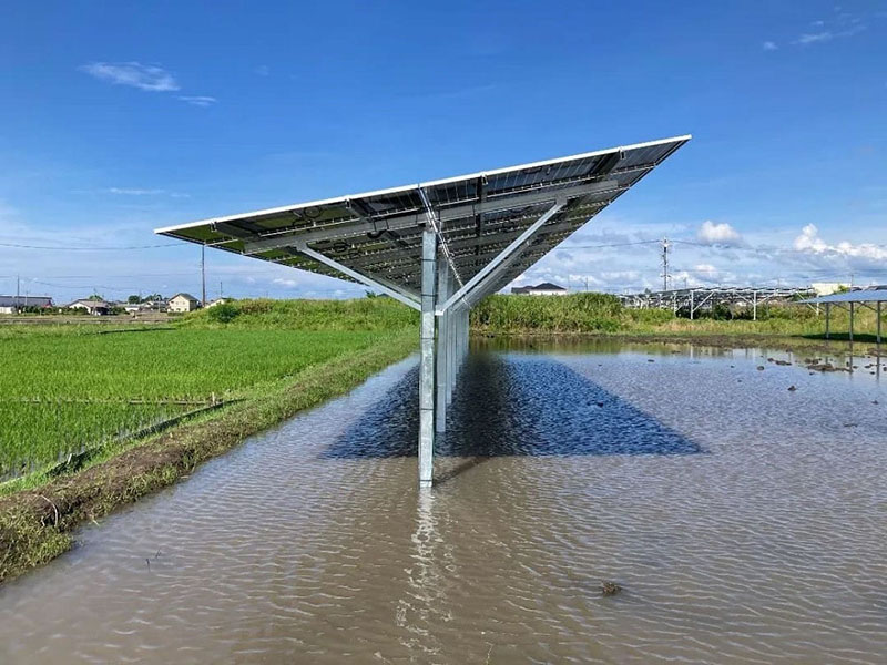 一本足ソーラーシェアリング架台、営農型太陽光発電