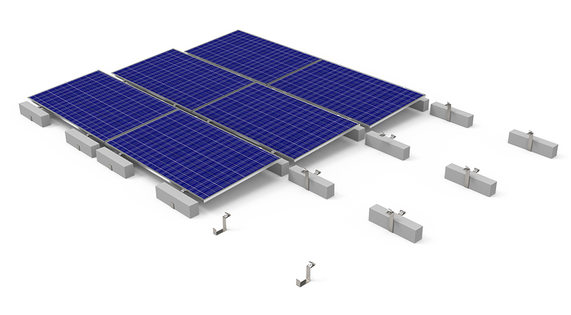 「几」型金具を採用した置き基礎架台 「几」型金具を採用した置き基礎架台