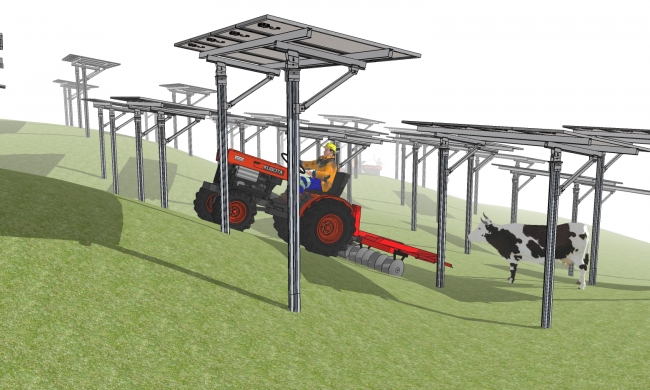 一本足ソーラーシェアリング架台 営農型太陽光発電 遮光率